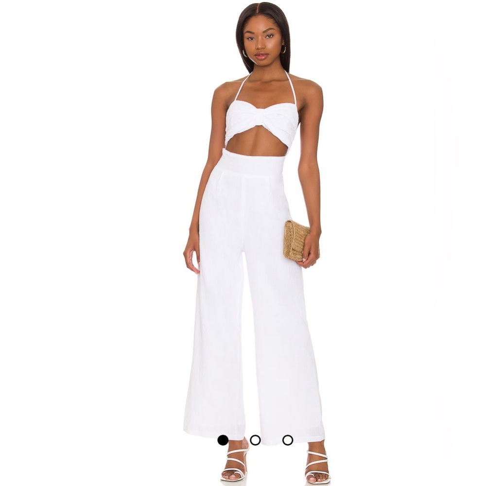 NWT x REVOLVE SNDYS Boat Linen Jumpsuit in White. Size XS.